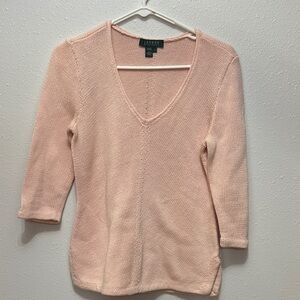 Lauren Ralph Lauren Blush V-Neck Sweater sz s